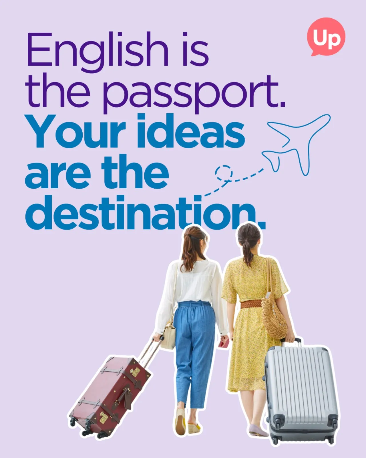 People traveling with luggage symbolizing English communication and global opportunities